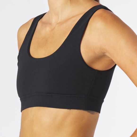 NWT Glyder Splendid Bra XS Black Sports Bra Scoop Neck Medium Support Workout - Picture 2 of 4